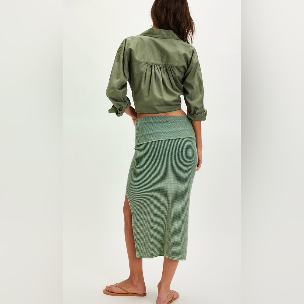 Free People One Pari Midi Skirt in Aquamarine size Medium NWT - Picture 4 of 14